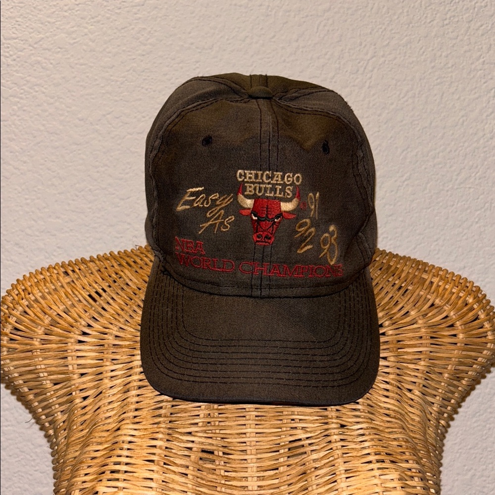 Vintage Chicago Bulls Baseball Hat NBA World Champions Easy As 91 92 93
